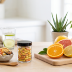 "Create a clean, professional blog header image for an article about Citrus Burn Refund Policy: How It Really Works Include relevant visual elements like supplements, healthy food, or wellness imagery. No text in the image. Horizontal format 1200x628 pixels."