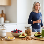 "Create a clean, professional blog header image for an article about The Truth About Best Supplements for Menopause-Related Weight Gain Include relevant visual elements like supplements, healthy food, or wellness imagery. No text in the image. Horizontal format 1200x628 pixels."